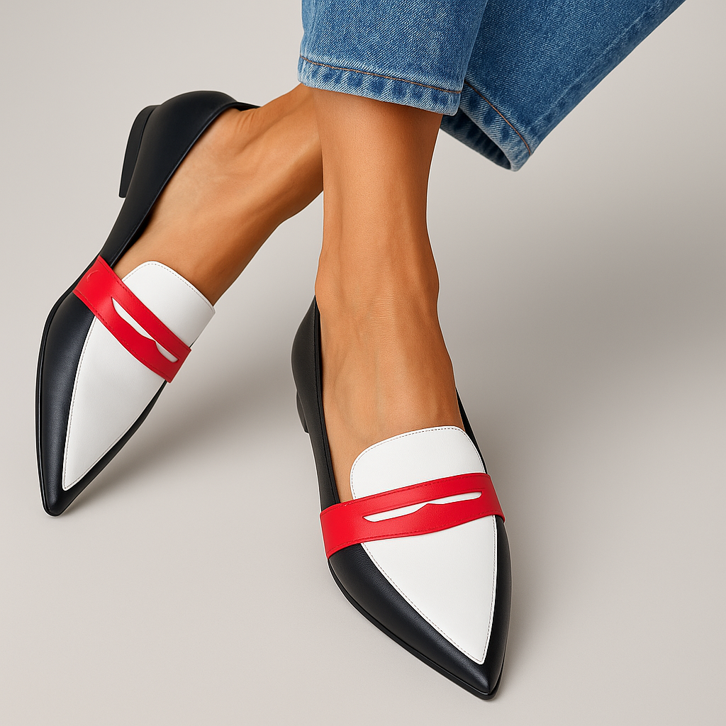 Chiara | Mocasines Modernos De Punta Fina Con Detalle En Contraste