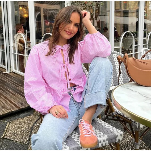 Elena | Camisa de Algodón ChicStripe