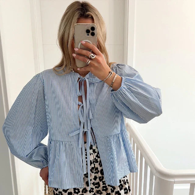 Elena | Camisa de Algodón ChicStripe
