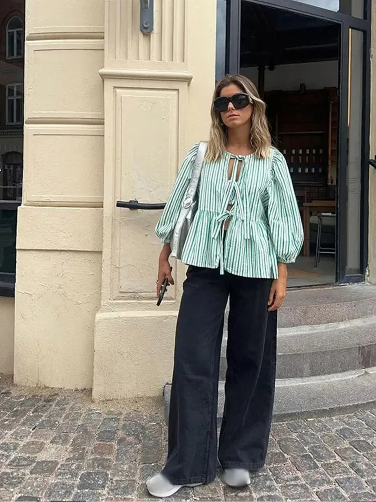 Elena | Camisa de Algodón ChicStripe