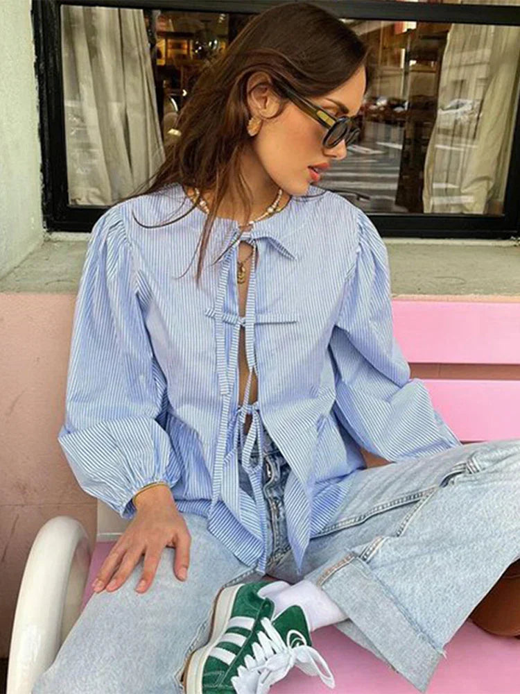 Elena | Camisa de Algodón ChicStripe