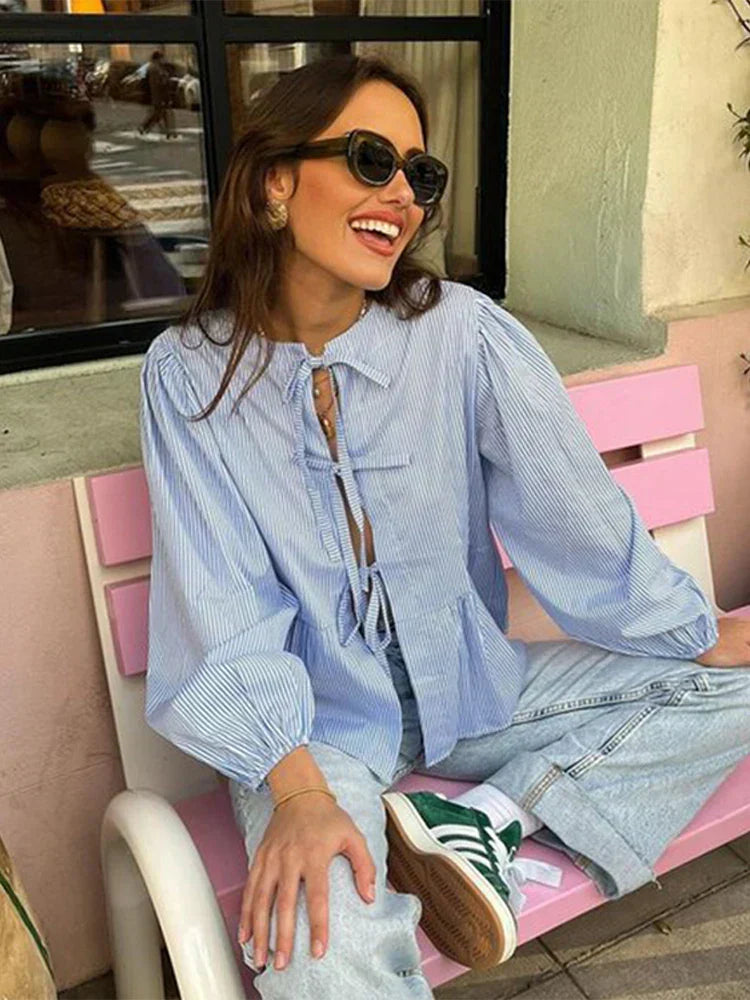 Elena | Camisa de Algodón ChicStripe