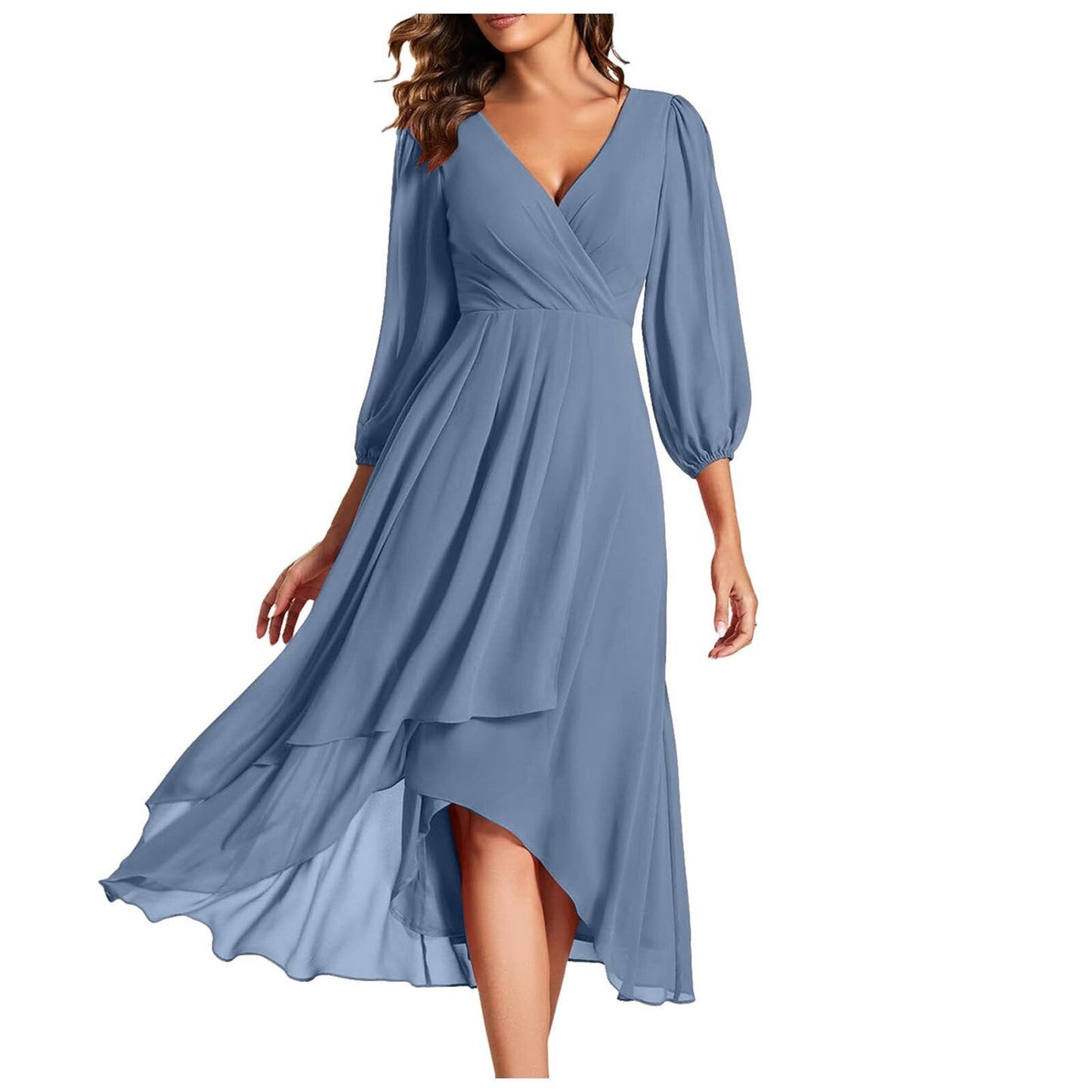 Mia | Vestido mujer cuello V asimétrico