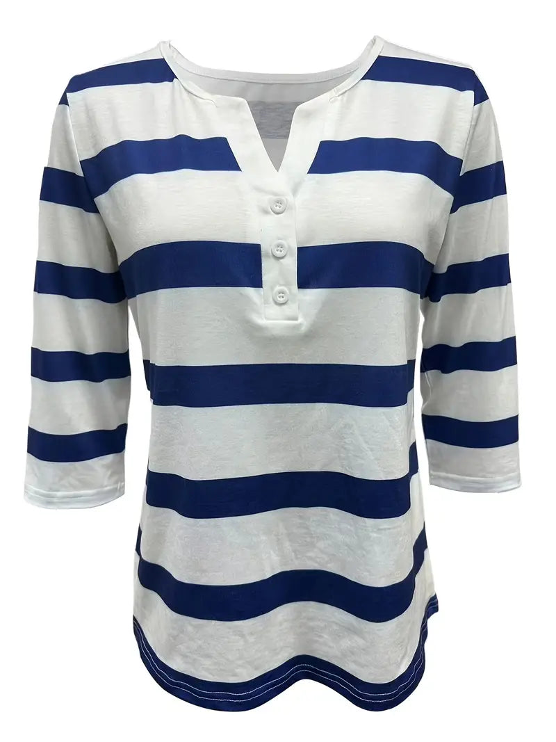 Dakota | Camisa Informal Con Cuello En V Y Estampado A Rayas