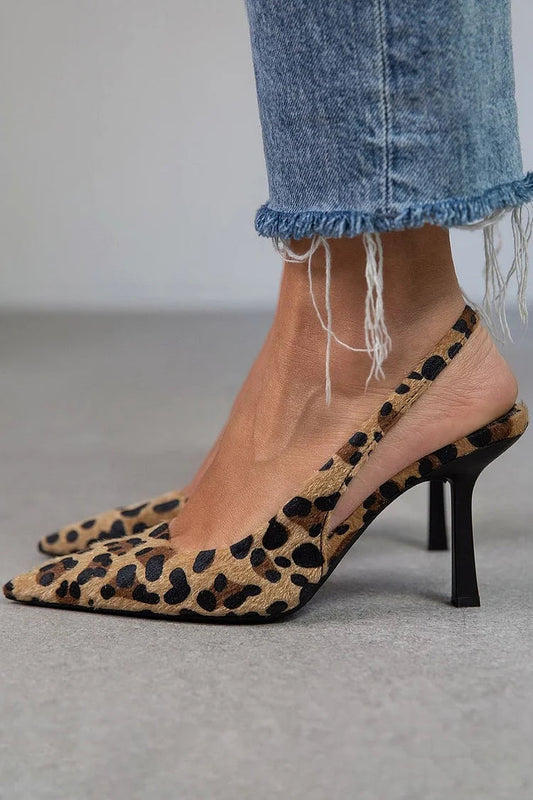 Ámbar | Zapatos De Tacón De Leopardo Con Talón Descubierto