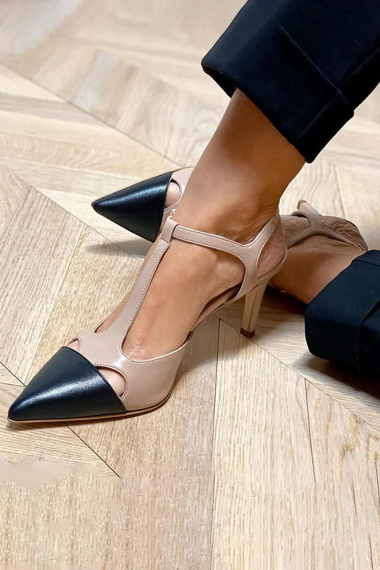 Evrardine | Zapatos De Tacón Bicolor Con Tira En T Elegante