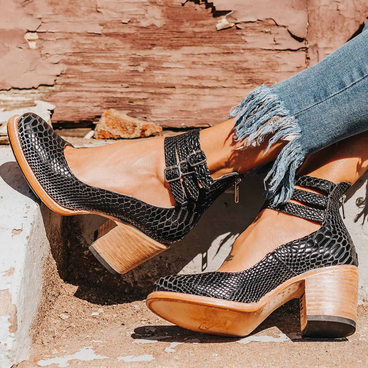 Ginevra | Zapatos De Tacón De Bloque Con Tiras Al Tobillo
