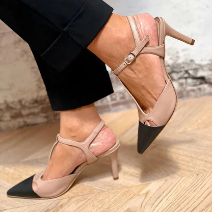 Evrardine | Zapatos De Tacón Bicolor Con Tira En T Elegante