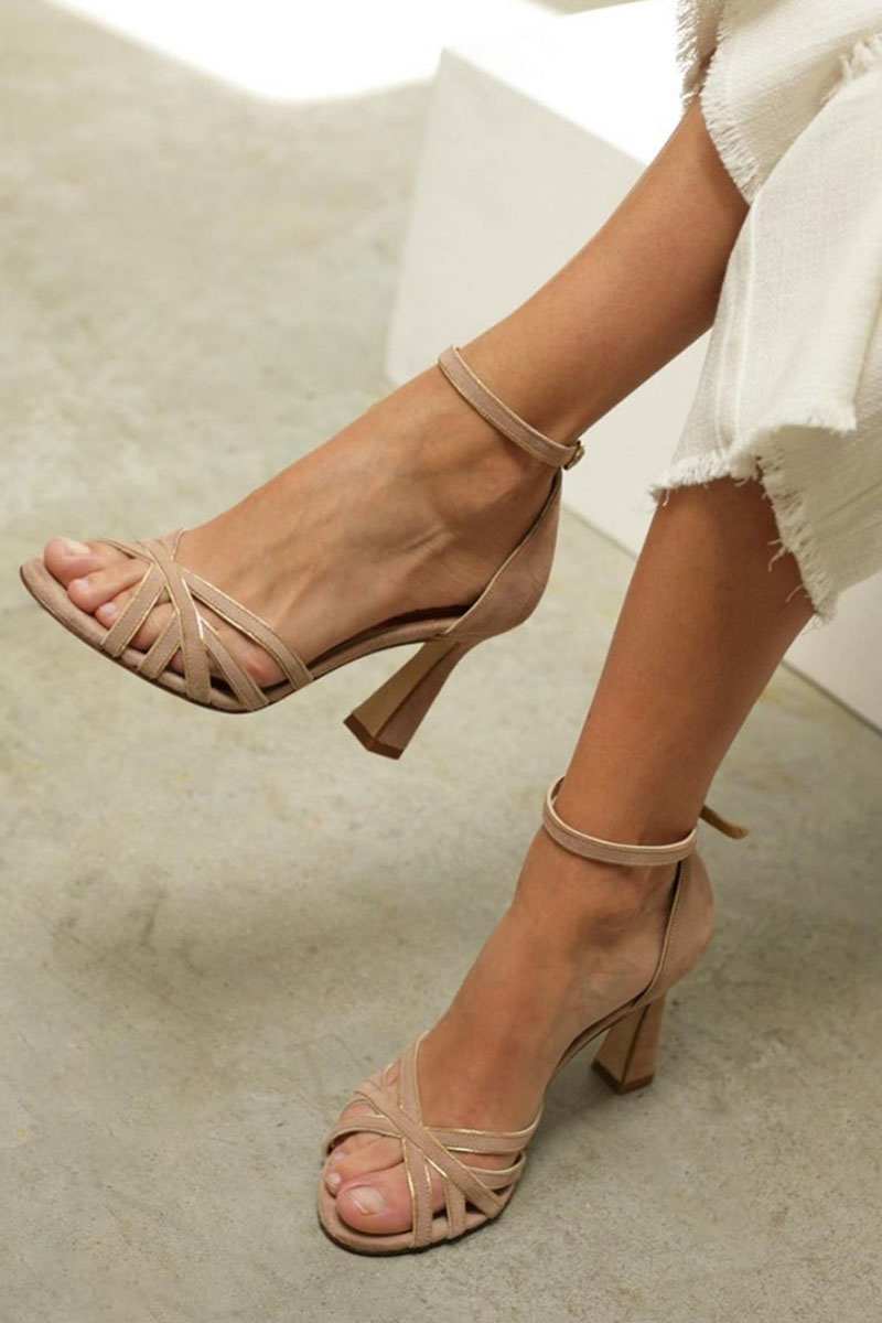 Elviera | Zapatas Elegantes De Tacón Con Tiras Cruzadas