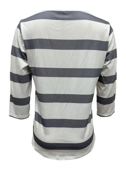 Dakota | Camisa Informal Con Cuello En V Y Estampado A Rayas
