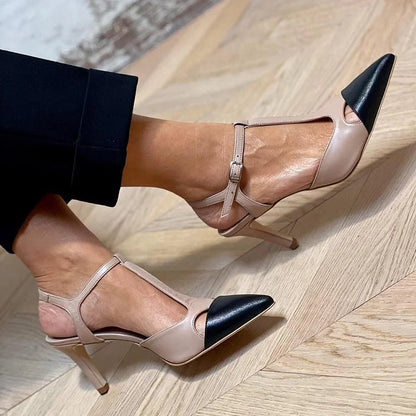 Evrardine | Zapatos De Tacón Bicolor Con Tira En T Elegante