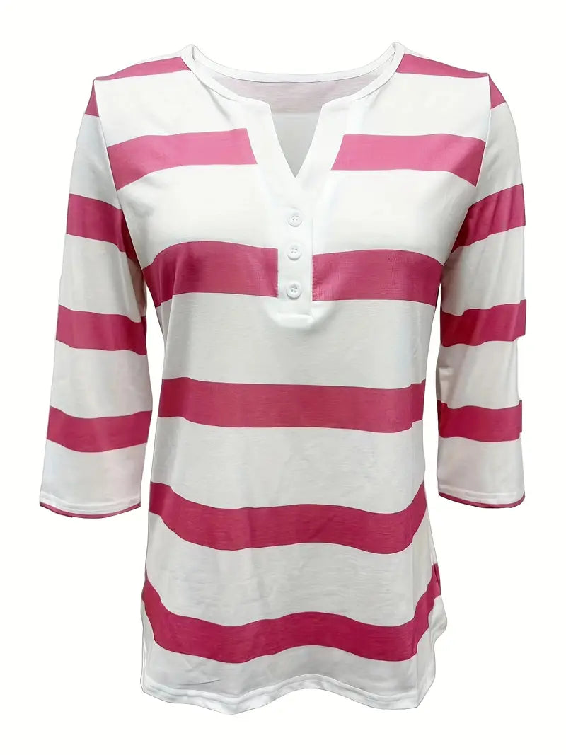 Dakota | Camisa Informal Con Cuello En V Y Estampado A Rayas