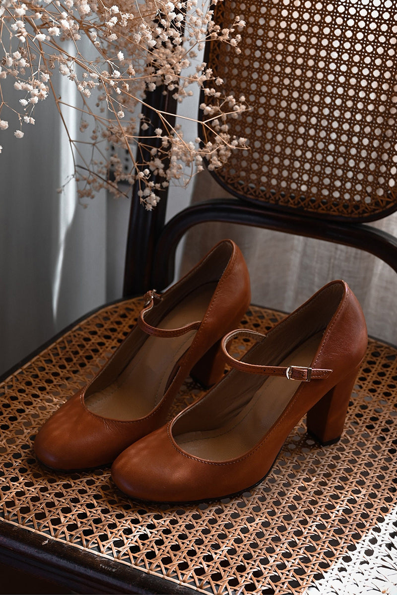 Bravina | Zapatos Mary Jane Con Tacón Grueso Y Tira Fina