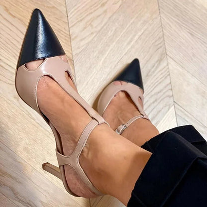 Evrardine | Zapatos De Tacón Bicolor Con Tira En T Elegante