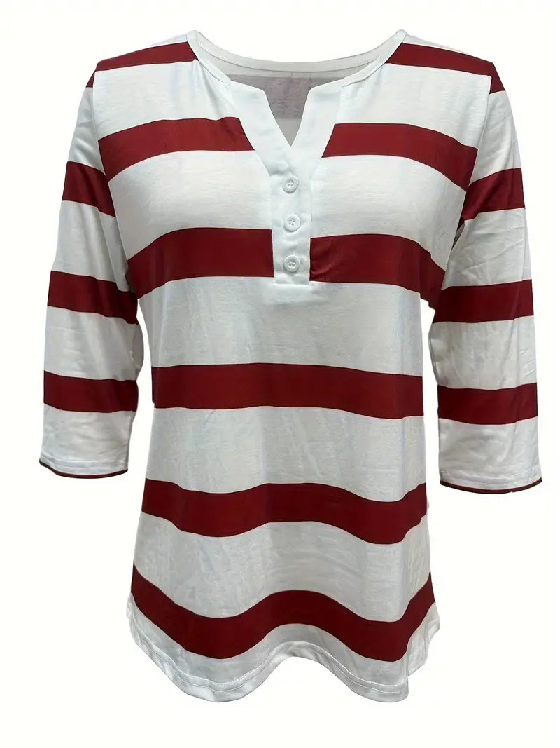 Dakota | Camisa Informal Con Cuello En V Y Estampado A Rayas
