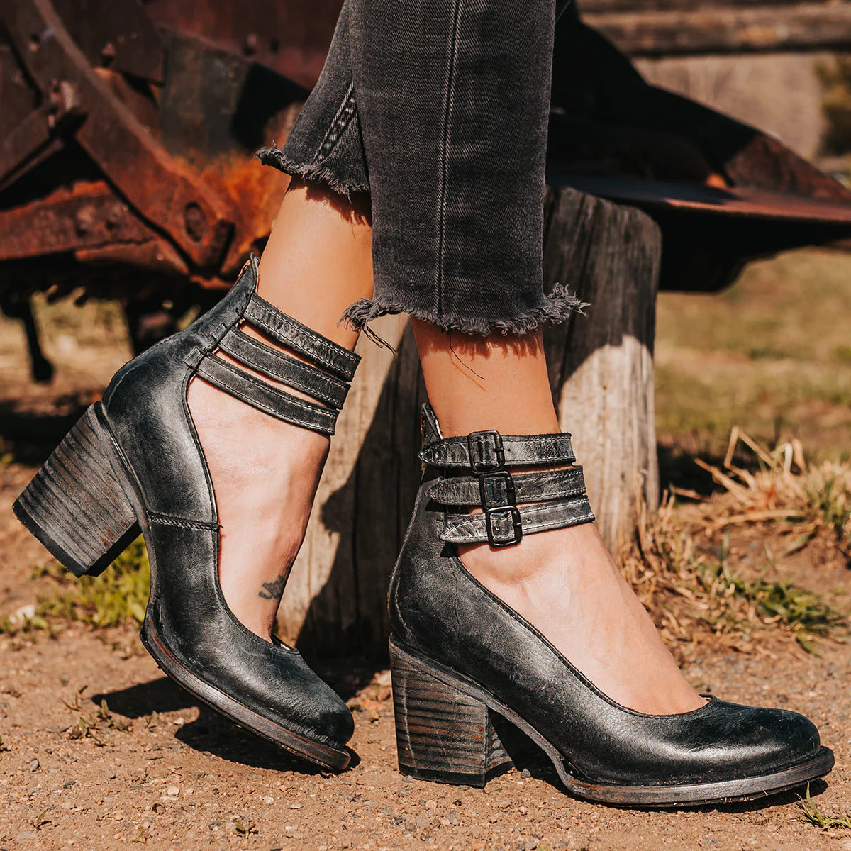 Ginevra | Zapatos De Tacón De Bloque Con Tiras Al Tobillo