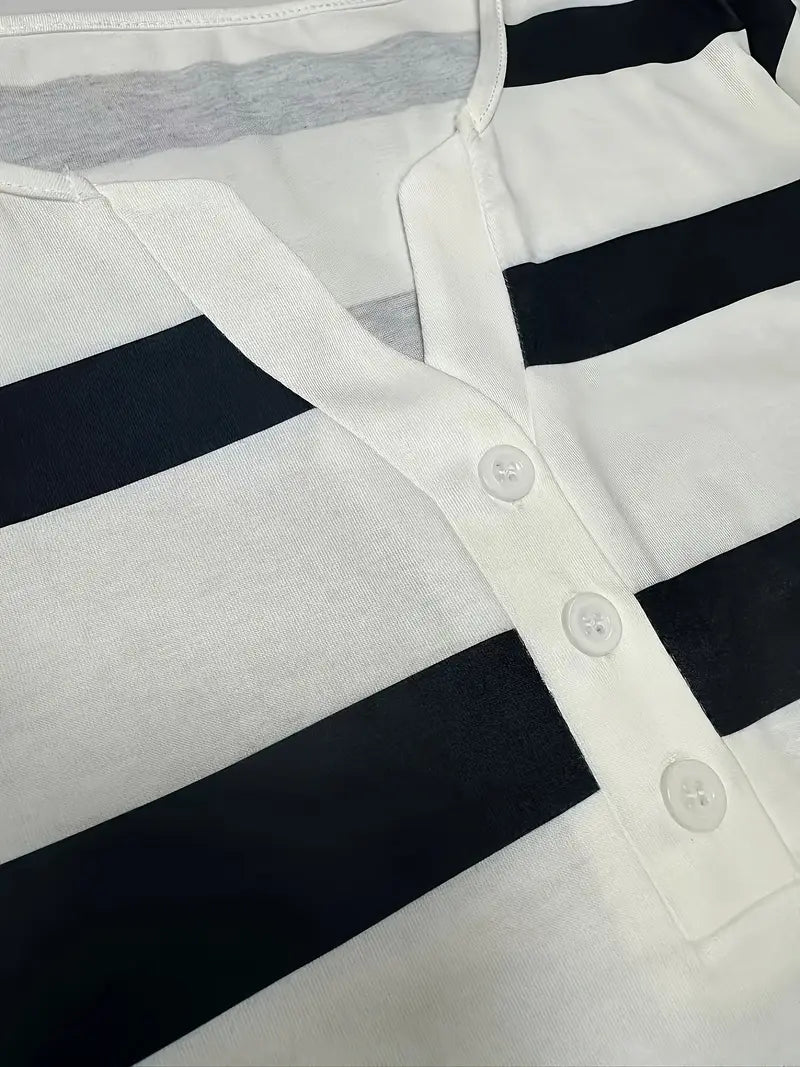 Dakota | Camisa Informal Con Cuello En V Y Estampado A Rayas