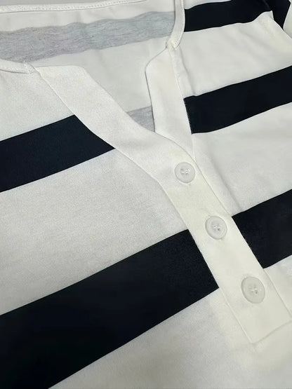Dakota | Camisa Informal Con Cuello En V Y Estampado A Rayas