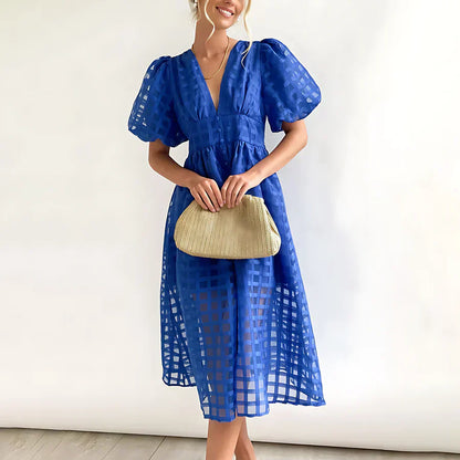 Cindy™ | Abito Midi Classico con Maniche a Palloncino