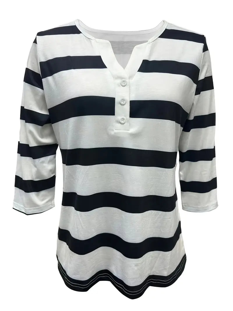 Dakota | Camisa Informal Con Cuello En V Y Estampado A Rayas