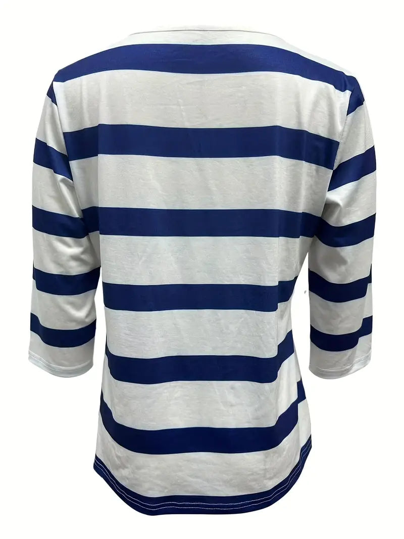 Dakota | Camisa Informal Con Cuello En V Y Estampado A Rayas