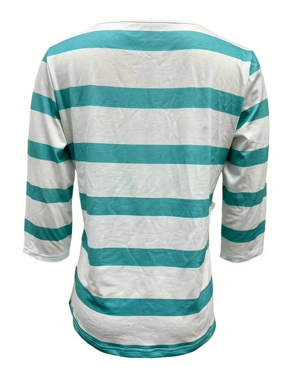 Dakota | Camisa Informal Con Cuello En V Y Estampado A Rayas