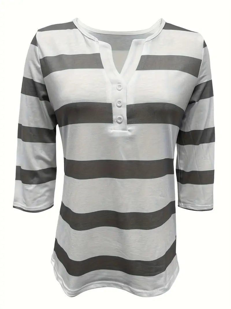 Dakota | Camisa Informal Con Cuello En V Y Estampado A Rayas
