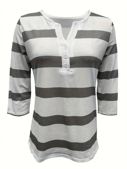 Dakota | Camisa Informal Con Cuello En V Y Estampado A Rayas