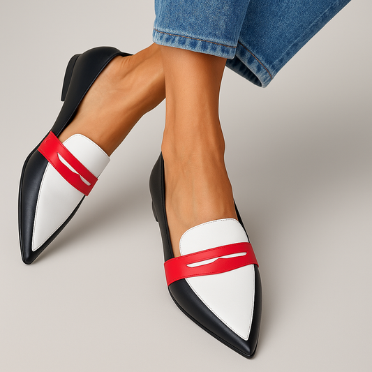 Chiara | Mocasines Modernos De Punta Fina Con Detalle En Contraste