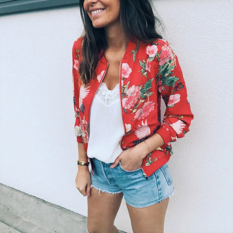 Hazel | Chaqueta bomber con un elegante estampado floral