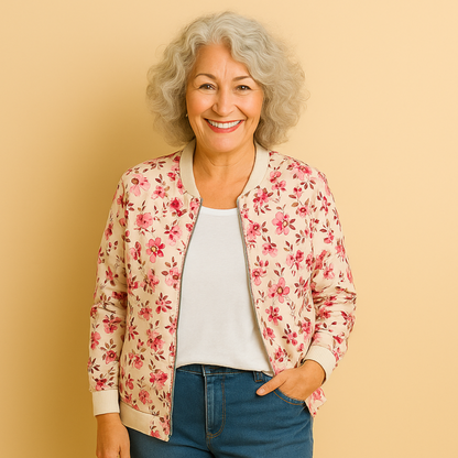 Hazel | Chaqueta bomber con un elegante estampado floral