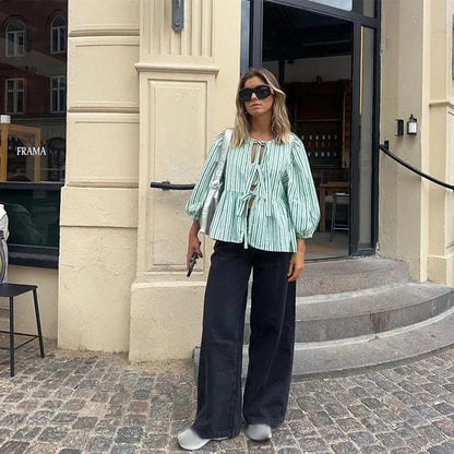 Elena | Camisa de Algodón ChicStripe