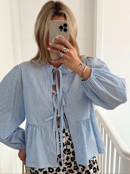 Elena | Camisa de Algodón ChicStripe