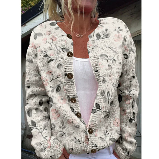 Beverly | Cárdigan Elegante con Estampado Floral en Tonos Suaves