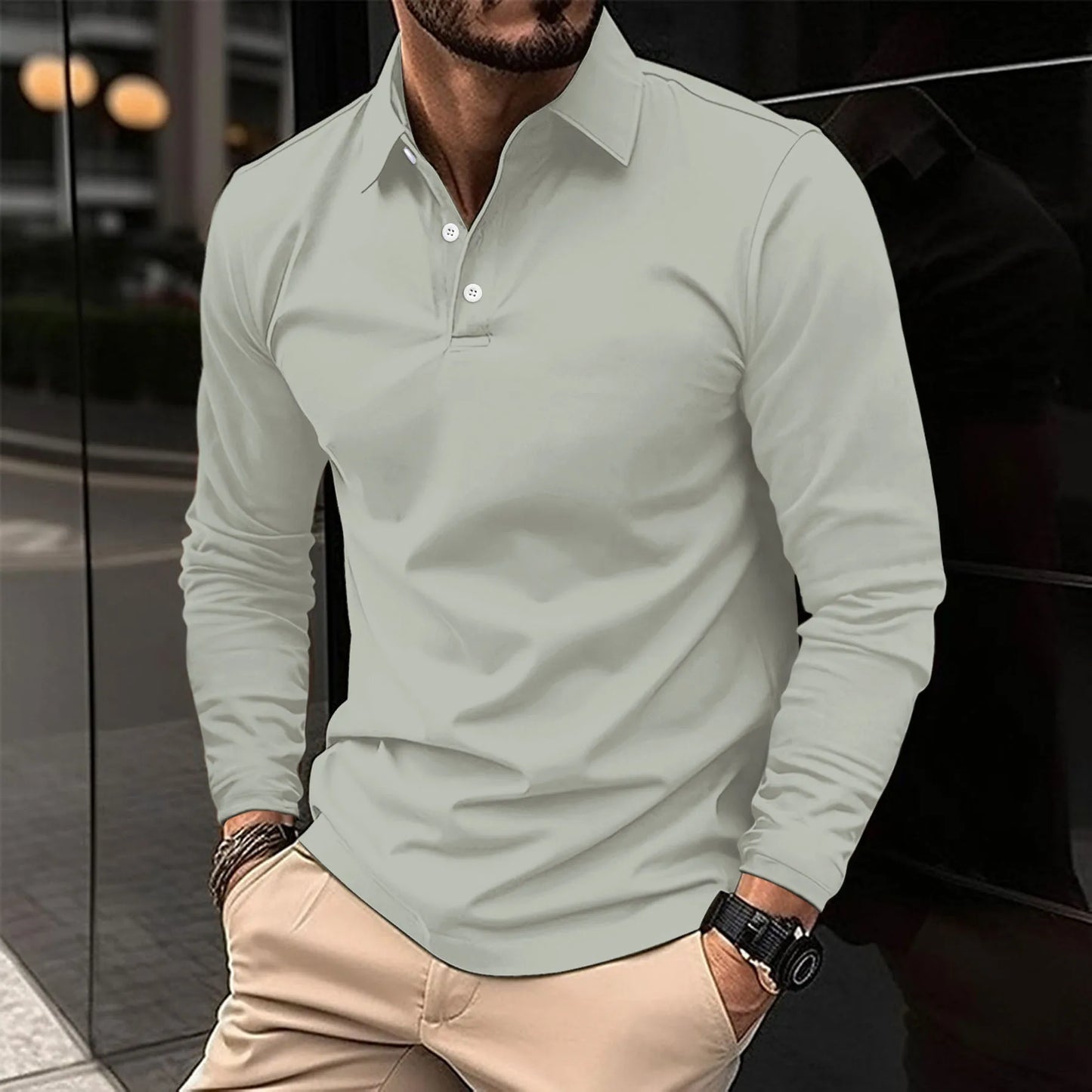Raúl | Camisa polo diaria de manga larga