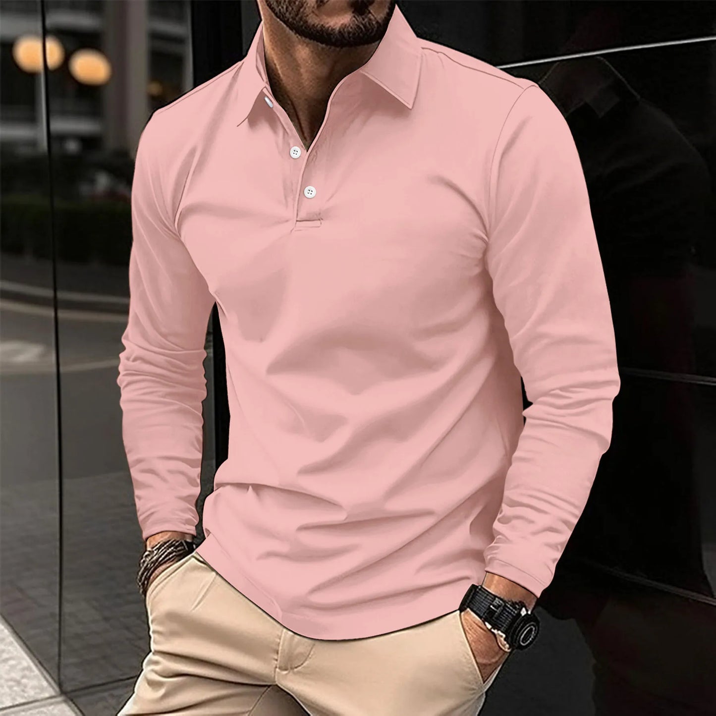 Raúl | Camisa polo diaria de manga larga