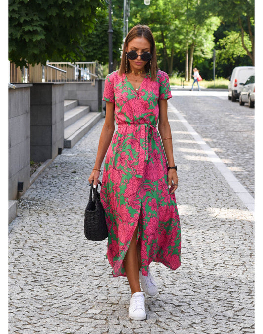Nadine™ | Vestito Midi a Fiori Avvolgente