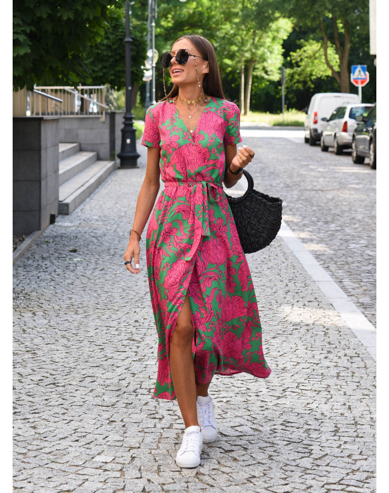 Nadine™ | Vestito Midi a Fiori Avvolgente
