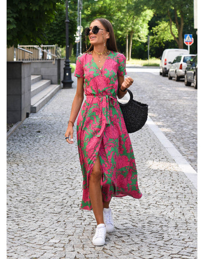 Nadine™ | Vestito Midi a Fiori Avvolgente