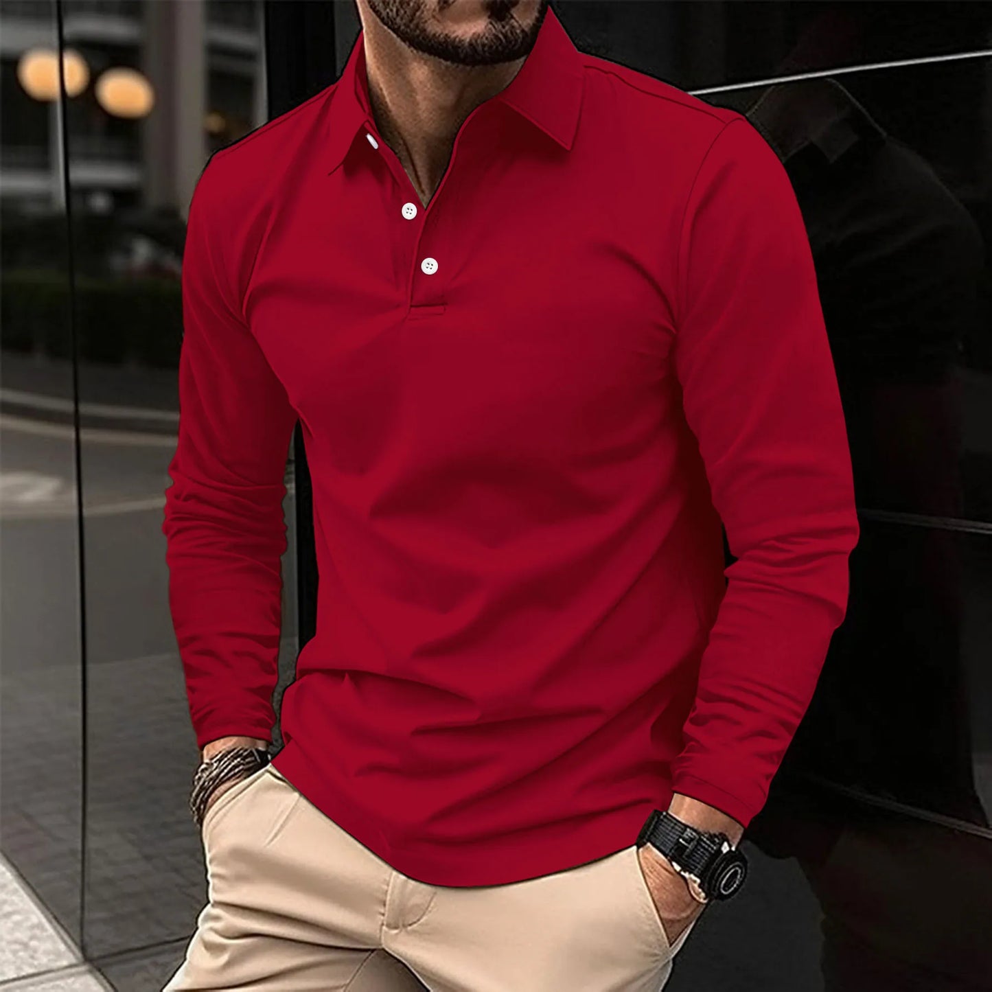 Raúl | Camisa polo diaria de manga larga