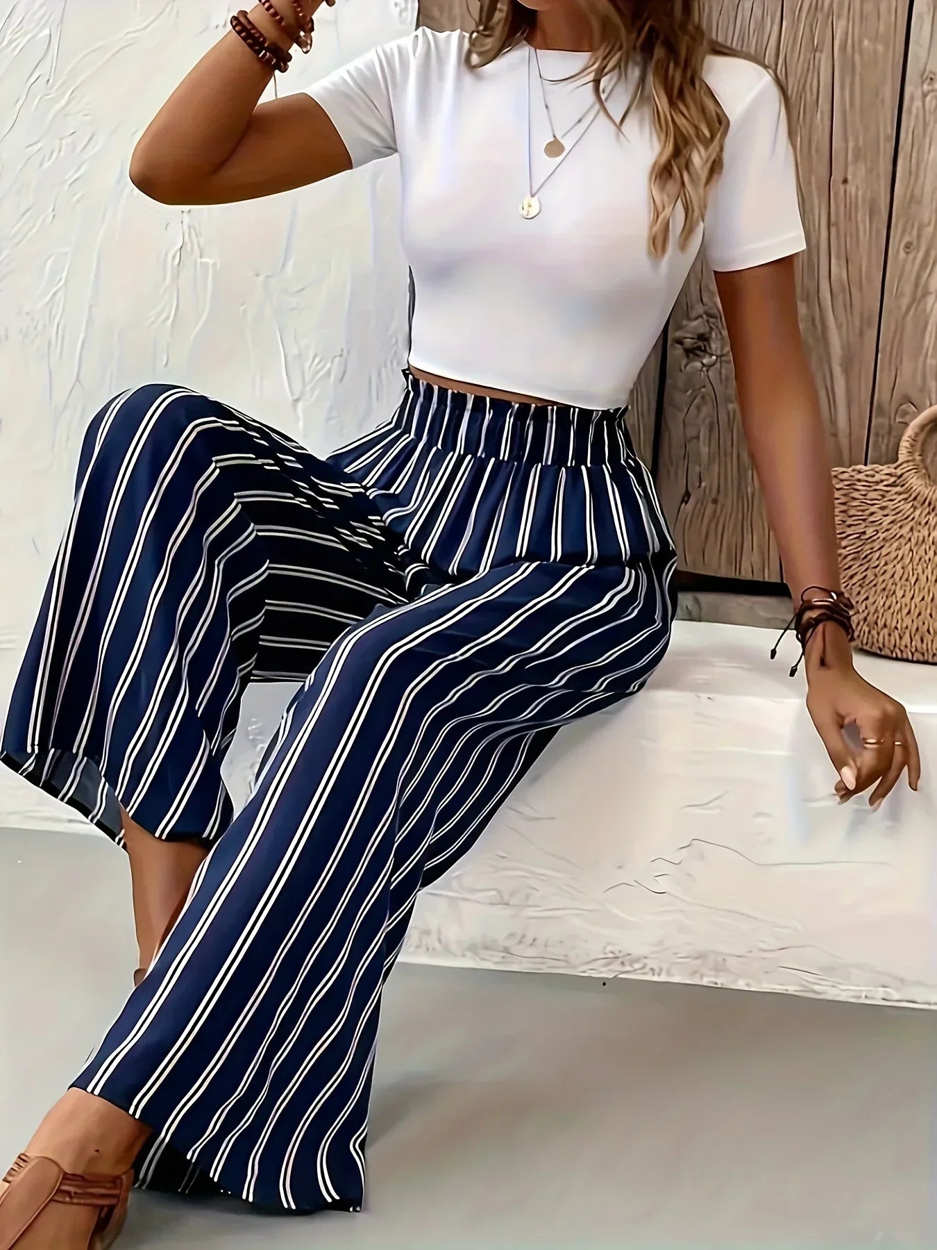 Abby | Pantalones de rayas con piernas anchas