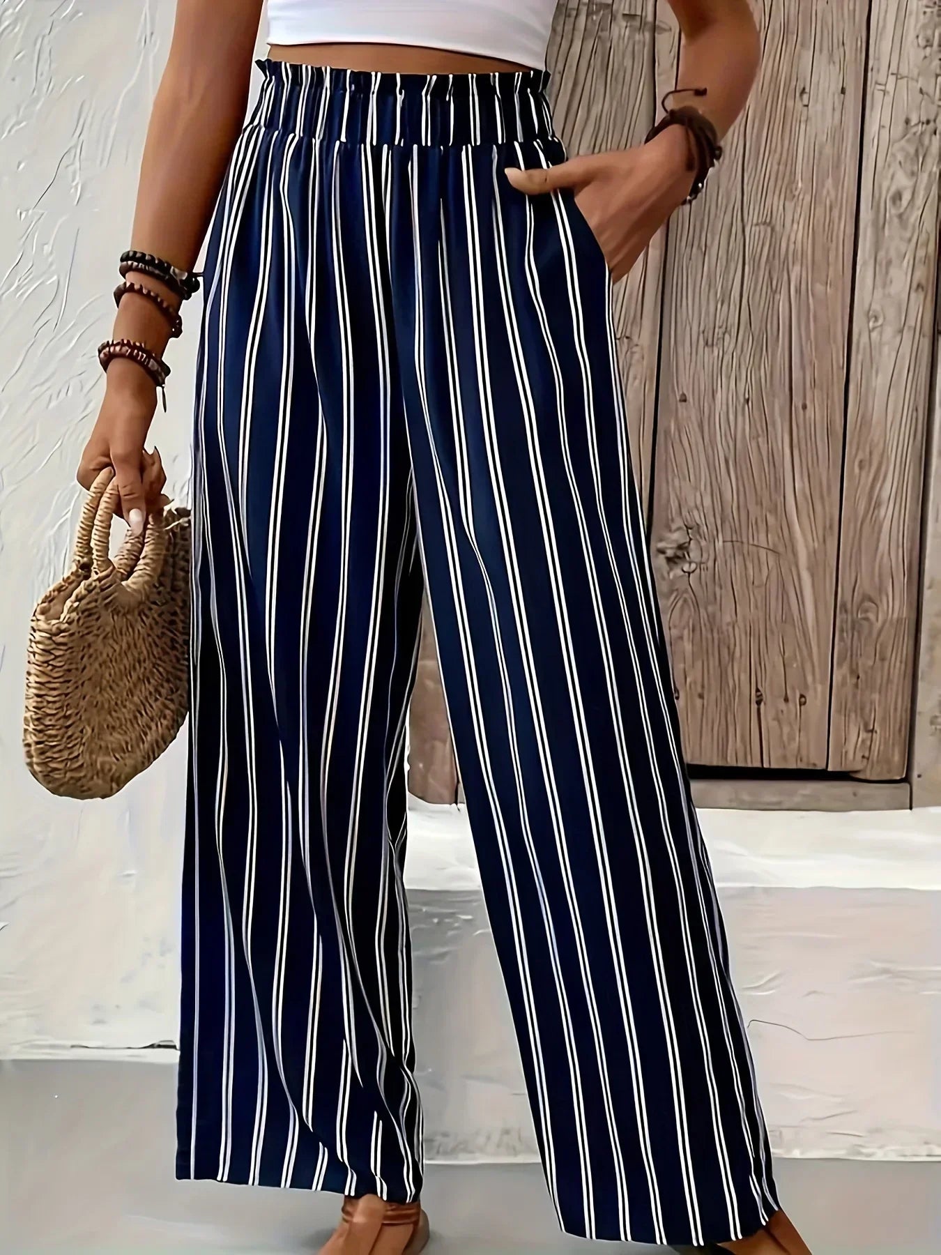 Abby | Pantalones de rayas con piernas anchas