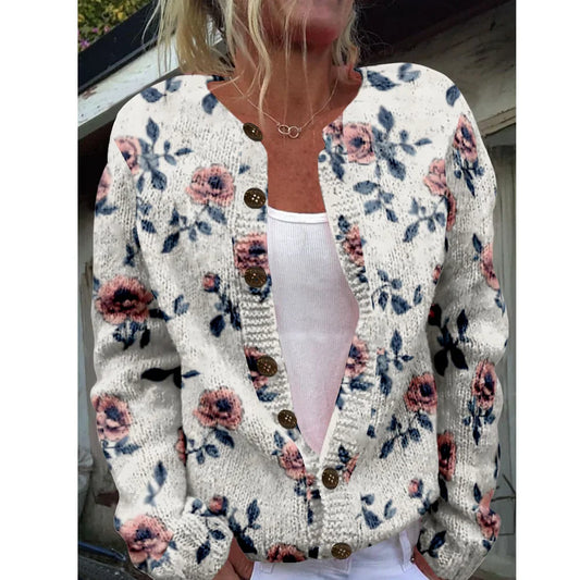 Leya | Cárdigan Elegante con Estampado Floral Vintage