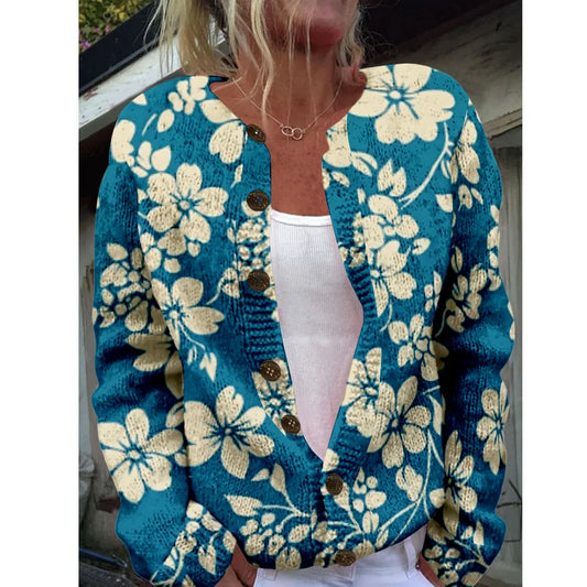 Maren | Cárdigan Elegante con Estampado Floral Tropical