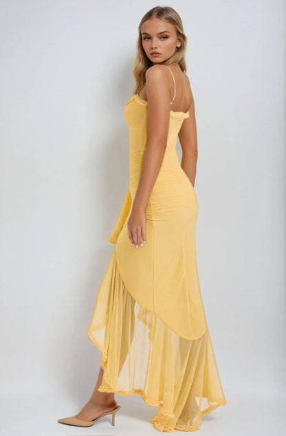 Clarissa™ | Abito Maxi in Rete Gialla