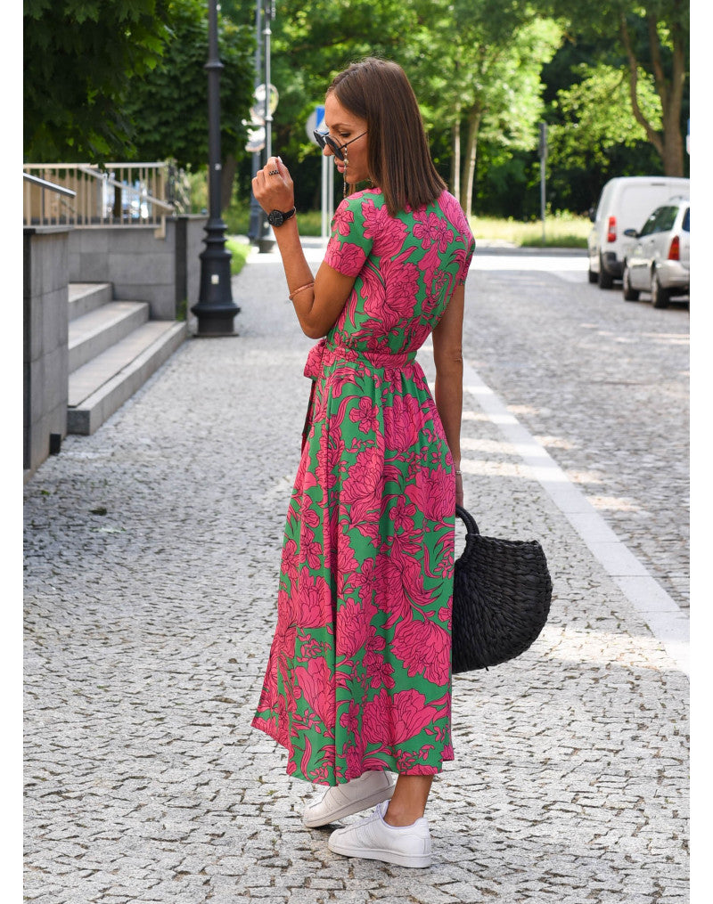 Nadine™ | Vestito Midi a Fiori Avvolgente