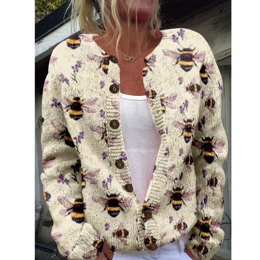 Lotta | Cárdigan Elegante con Estampado de Abejas y Flores