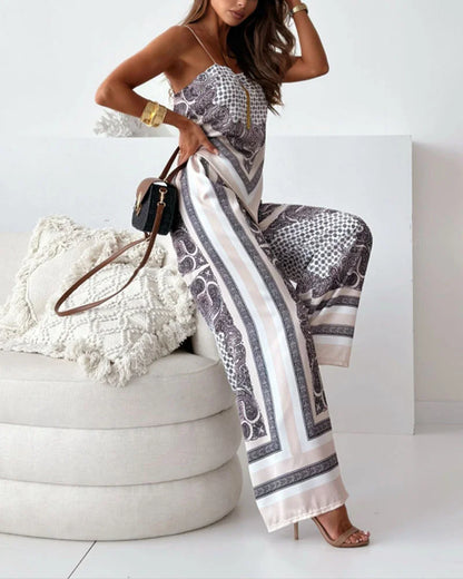 Alya | Completo due pezzi elegante con gilet e pantaloni stampati con lacci