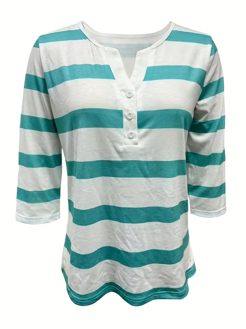 Dakota | Camisa Informal Con Cuello En V Y Estampado A Rayas