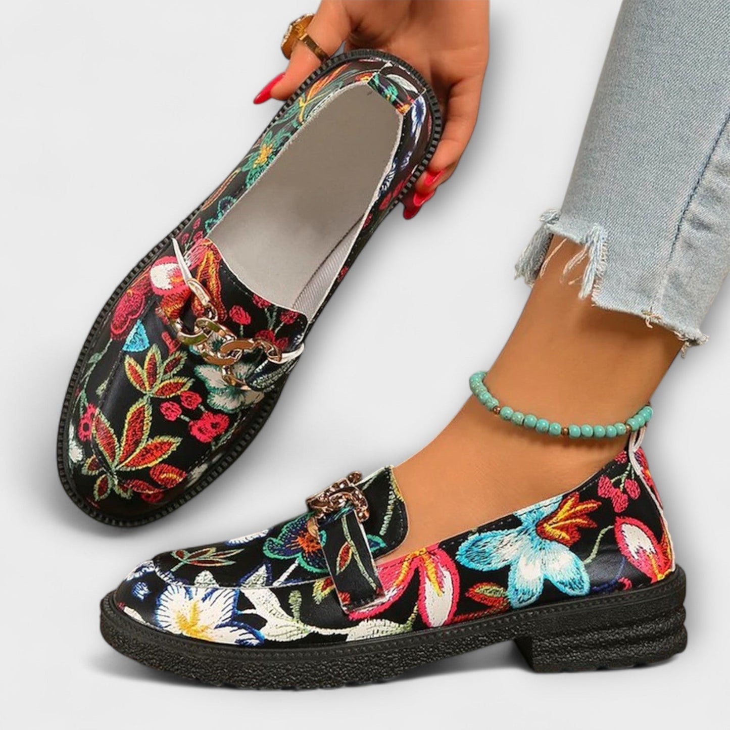 Orla – Mocasines multicolor con estampado floral